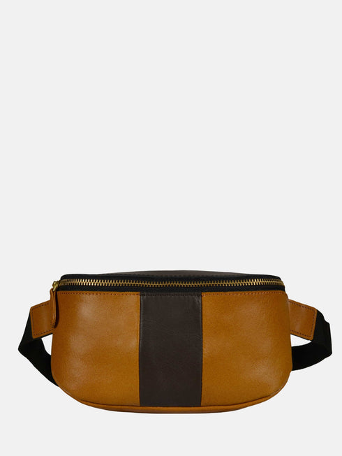 Leather Belt Bag - Tan & Black