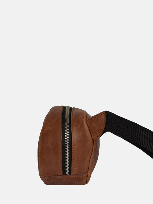 Leather Belt Bag - Tan & Black