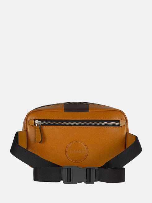 Leather Belt Bag - Tan & Black