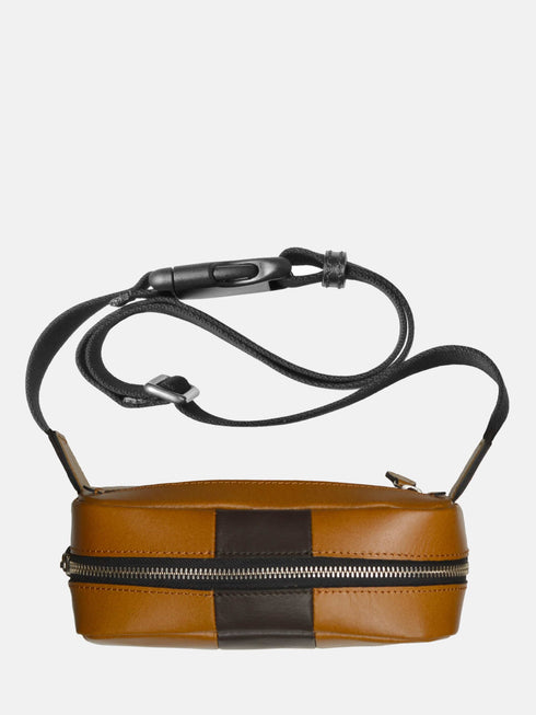 Leather Belt Bag - Tan & Black
