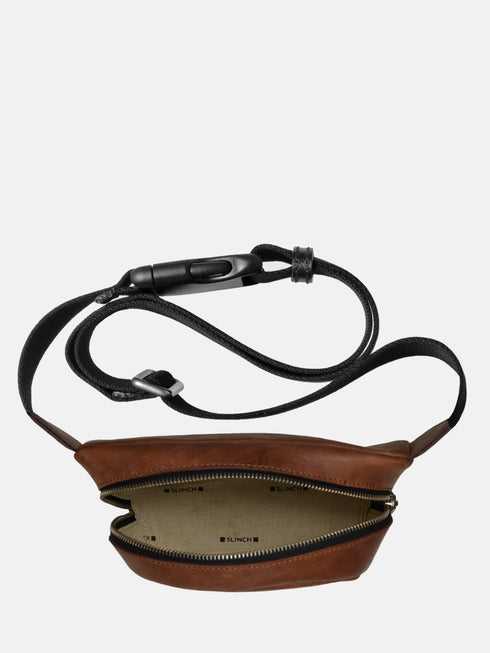 Leather Belt Bag - Tan & Black