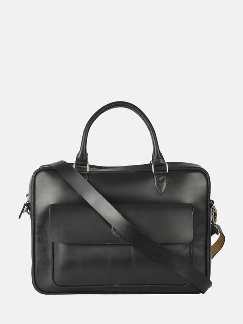 Leather Laptop Bag - Black