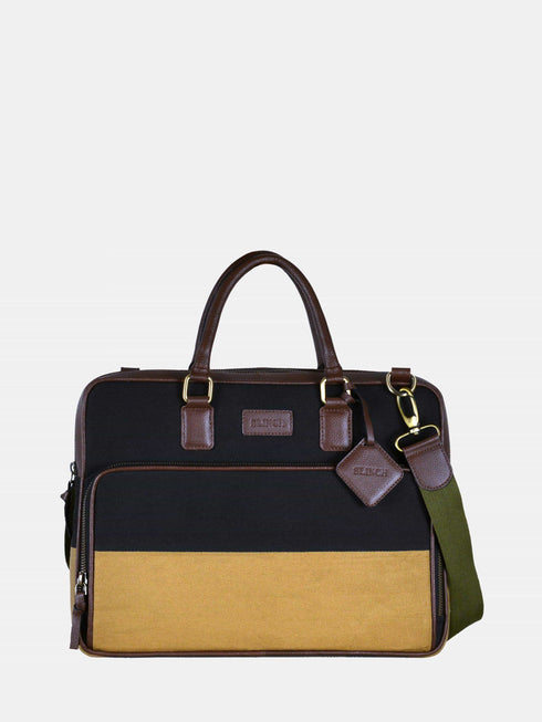 Canvas Laptop Bag - Black/Yellow