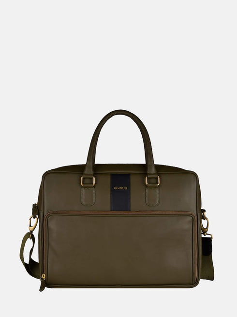 Leather Laptop Bag - Olive