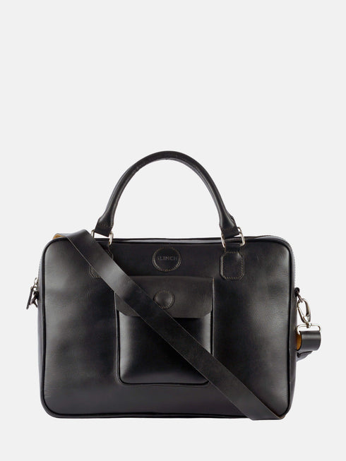 Leather Laptop Bag - Black