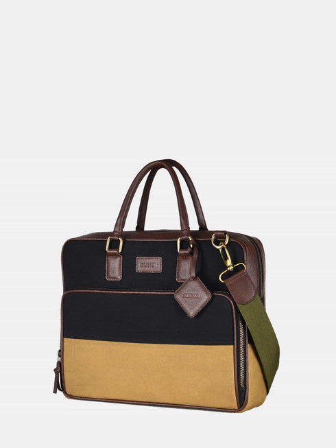 Canvas Laptop Bag - Black/Yellow