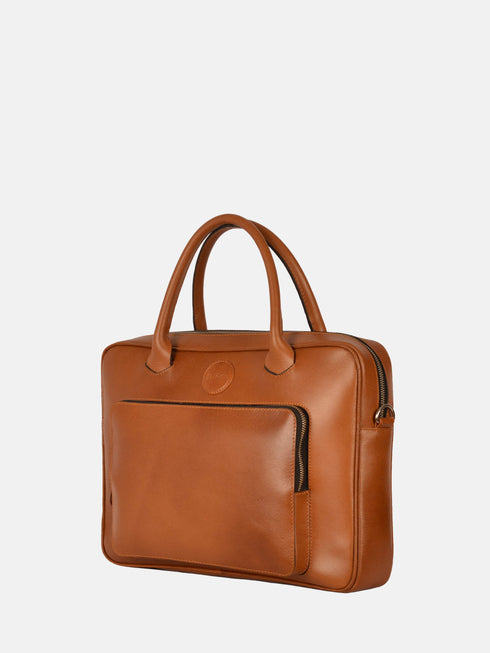 Leather Laptop Bag - Tan