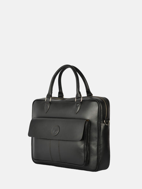 Leather Laptop Bag - Black
