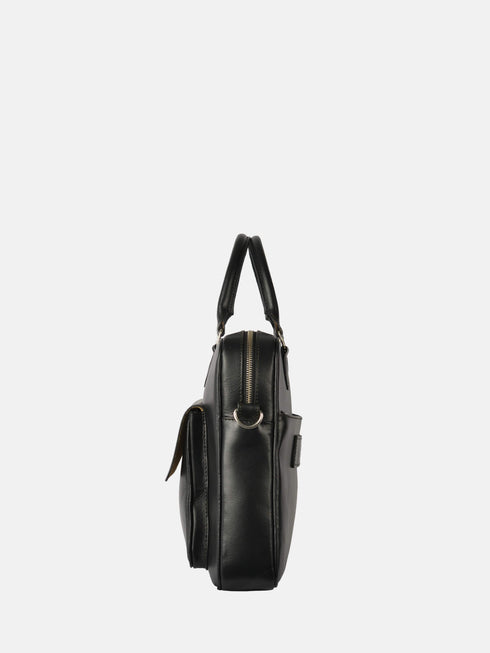Leather Laptop Bag - Black