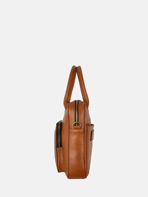 Leather Laptop Bag - Tan