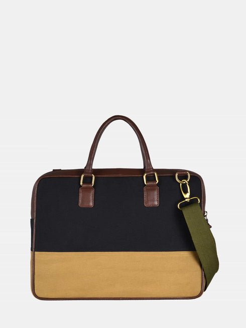 Canvas Laptop Bag - Black/Yellow