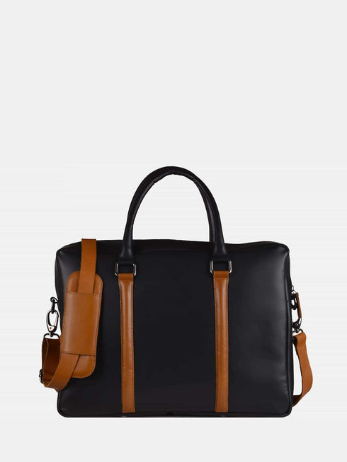 Leather Laptop Bag - Black