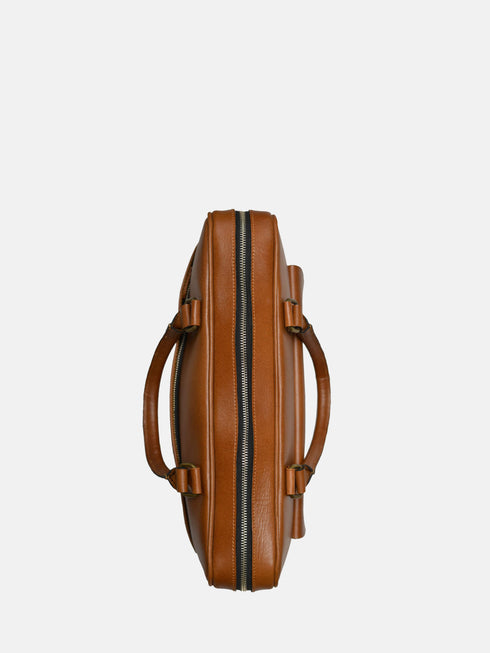 Leather Laptop Bag - Tan & Black