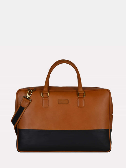 Leather Laptop Bag - Black/Tan