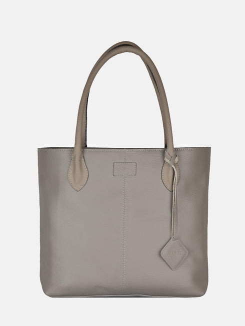Leather Tote - Grey