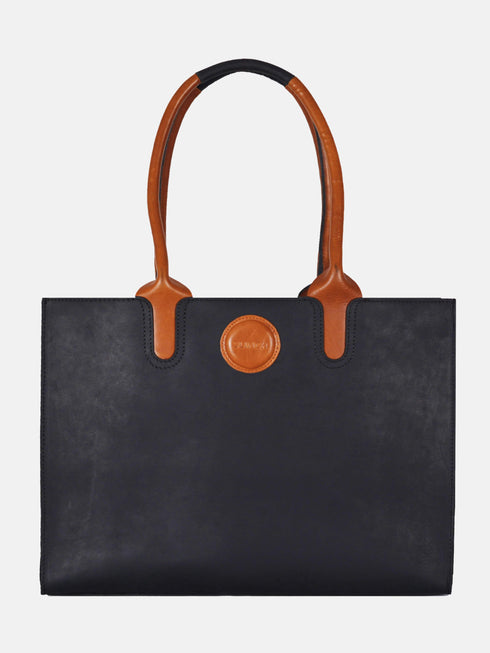 Leather Tote - Black/Brown