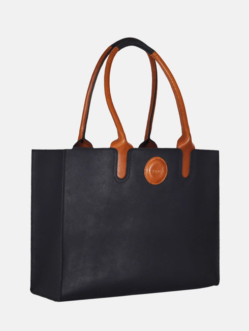 Leather Tote - Black/Brown