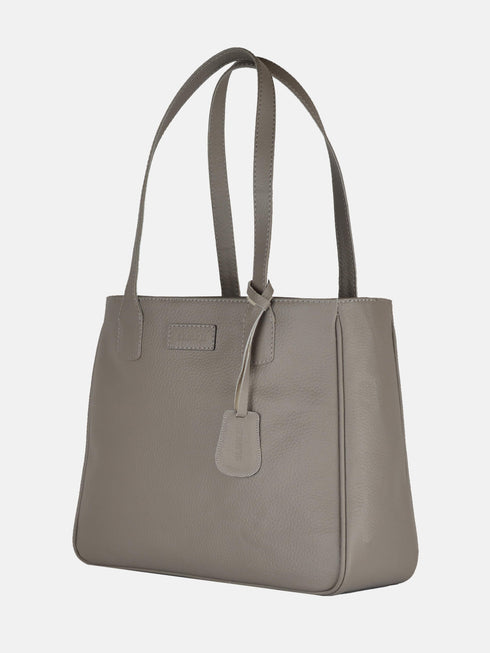 Leather Tote - Grey