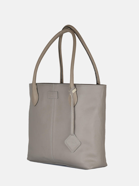 Leather Tote - Grey