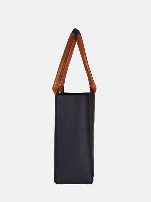 Leather Tote - Black/Brown