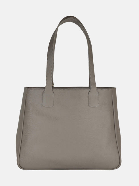 Leather Tote - Grey