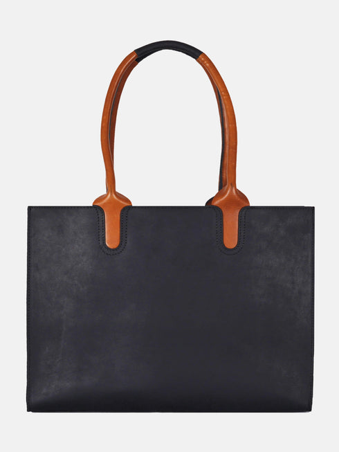 Leather Tote - Black/Brown