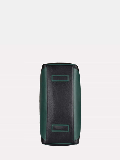 Leather Travel Bag - Black / Green