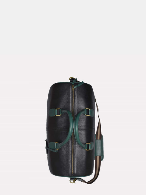 Leather Travel Bag - Black / Green