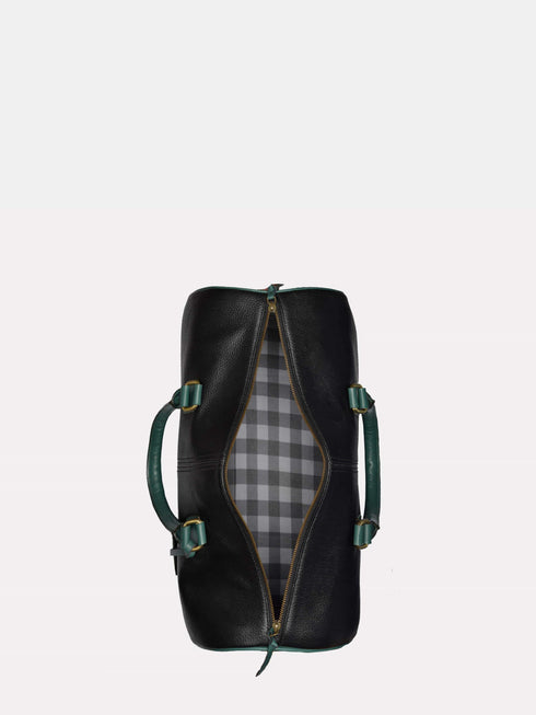 Leather Travel Bag - Black / Green