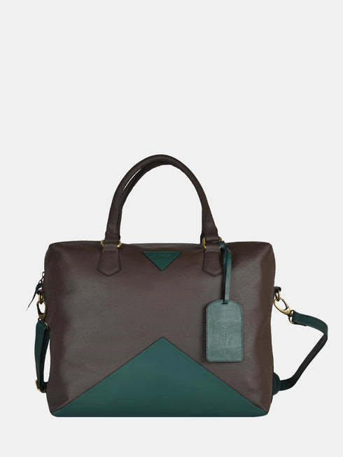 Leather Travel Bag - Grey-Green