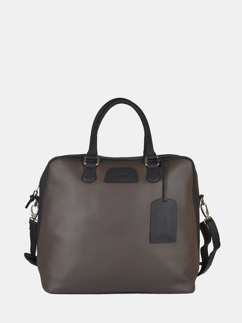 Leather Travel Bag - Dark Grey / Black