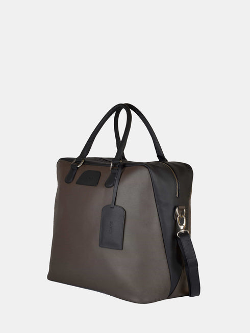 Leather Travel Bag - Dark Grey / Black