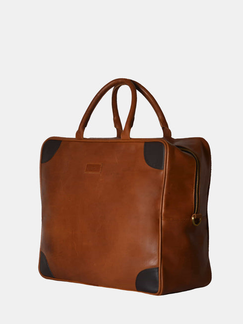 Leather Travel Bag - Brown / Tan