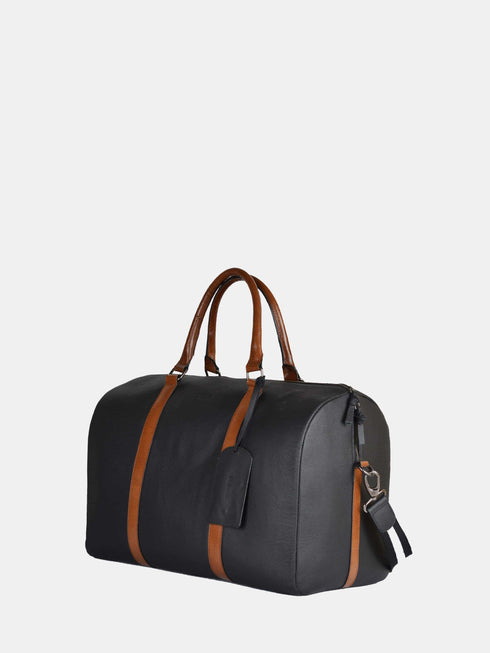 Leather Travel Bag - Black / Tan
