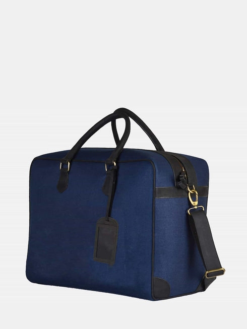 Leather Travel Bag - Black / Blue