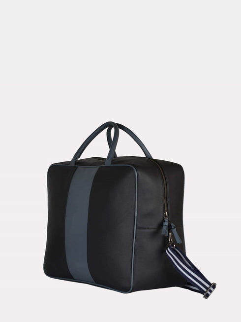 Leather Travel Bag - Black / Blue