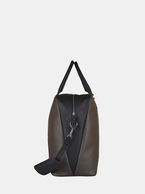 Leather Travel Bag - Dark Grey / Black