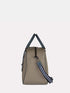 Leather Travel Bag - Beige/Blue