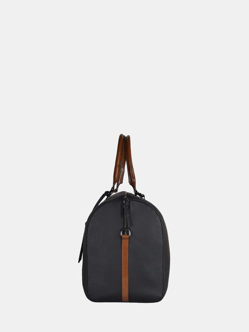 Leather Travel Bag - Black / Tan
