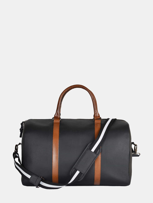 Leather Travel Bag - Black / Tan