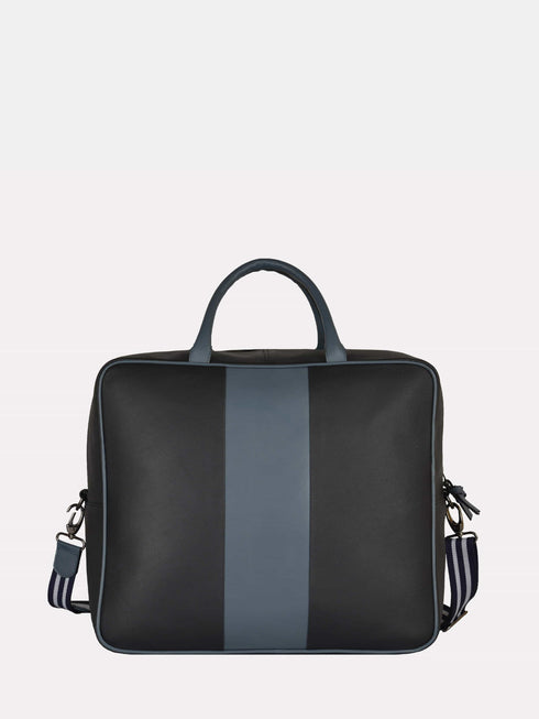 Leather Travel Bag - Black / Blue