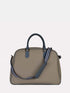 Leather Travel Bag - Beige/Blue