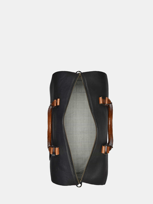 Leather Travel Bag - Black / Tan
