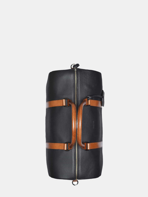 Leather Travel Bag - Black / Tan