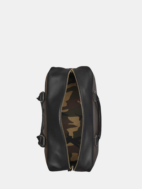 Leather Travel Bag - Dark Grey / Black