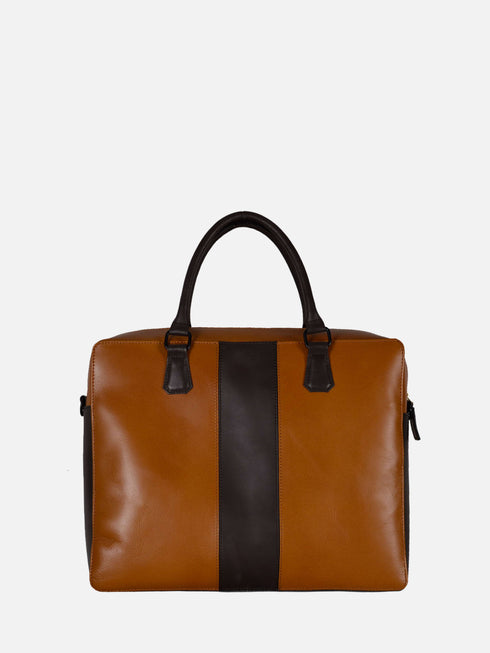 Leather Laptop Bag - Black/Tan