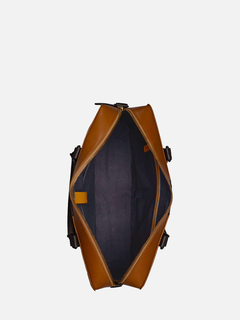 Leather Laptop Bag - Black/Tan