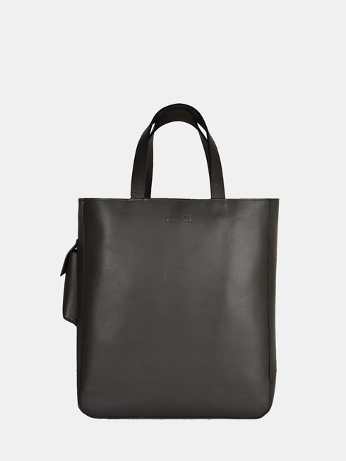 Leather Tote - Grey