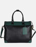 Leather Tote - Black & Green