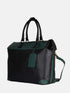 Leather Tote - Black & Green